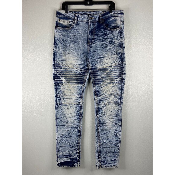 Southpole Men 34/32 Jeans Distressed Moto Acid Wash Y2K Urban Wear - Picture 1 of 13